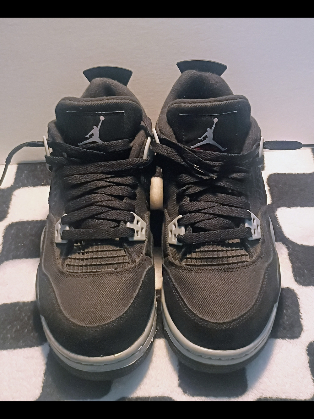 Air Jordan 4 Retro Black Canvas Size 7Y/8.5W - Excellent Condition. No Box